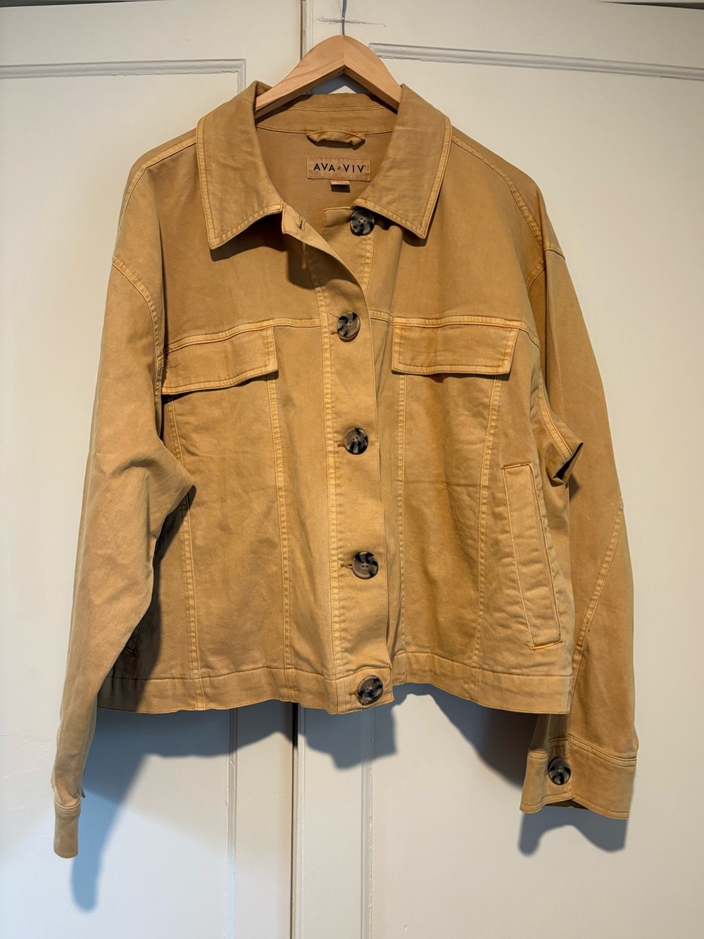 Ava & Viv Mustard Cotton Cropped Jacket